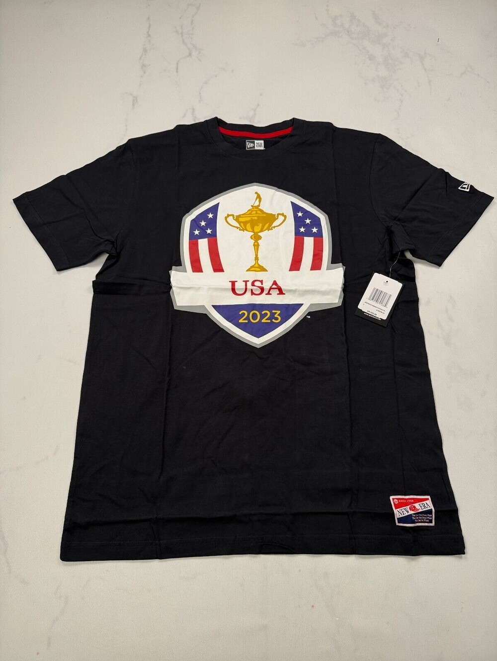 New Era USA Graphic Tee Black 2020s Americana - Mens L